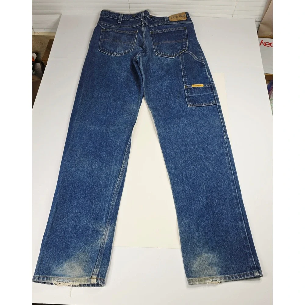 Prison Blues Mens Suspenders Buttons Carpenter Work Jeans Blue 34x36 Made in USA